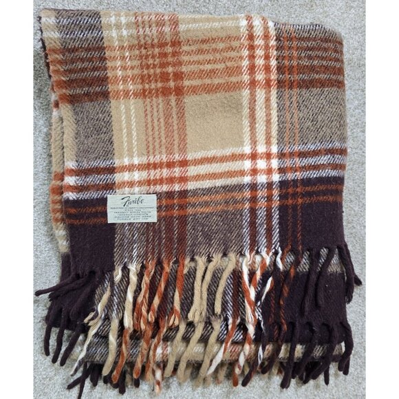 Plaid Wool Throw Blanket - Brown and Tan - Picture 2 of 8
